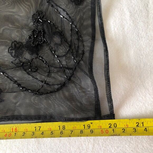 Elegant Sheer Beaded Black Scarf Evening Shawl 20"x78" - Picture 10 of 12